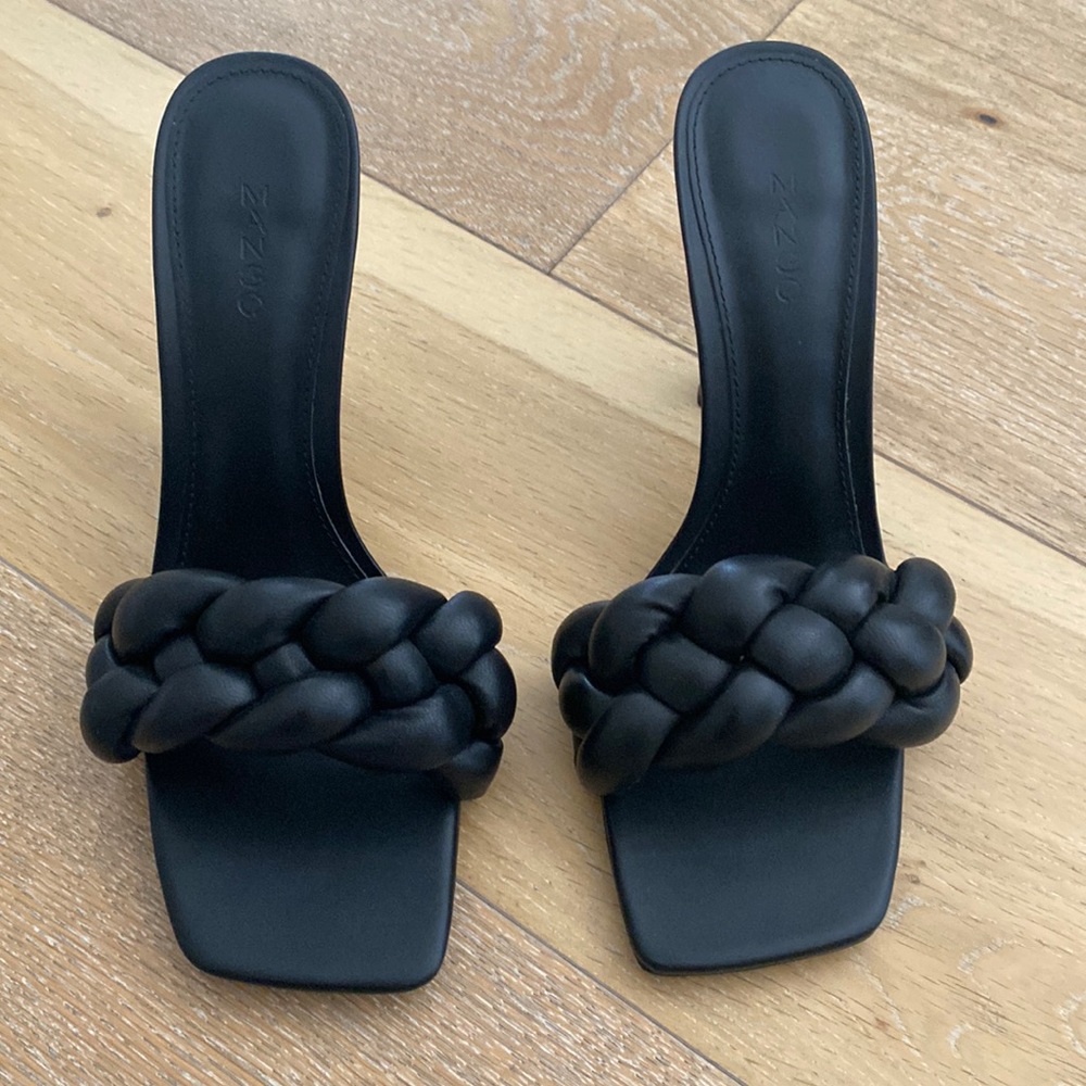 Braided leather heels